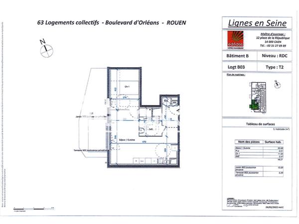 Location Appartement 2 pièces 48.23 m² - LIGNES EN SEINE - APT B03 Rouen 76100
