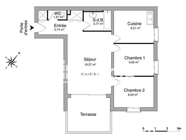 Location Appartement 3 pièces 56.9 m² - 1 RUE CHARLES PEGUY Carcassonne 11000