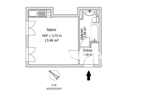 Location Studio 19.23 m² - 20 RUE D'INKERMAN Lille 59000