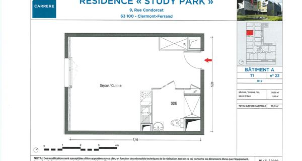 Location Studio 35.15 m² - Clermont-ferrand 63100