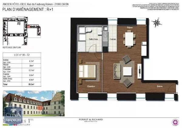 Appartement à louer 2 pièces 56.5m²