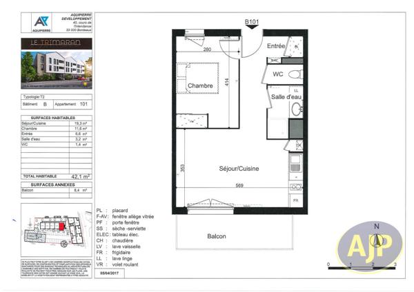 Appartement à louer Ares : 2 pièces, 42m² avec 1 chambre(s) à 745€ - AJP Immobilier Andernos les Bains