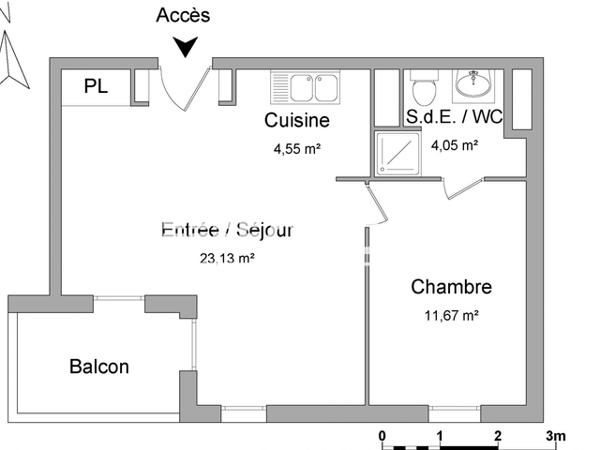Location Appartement 2 pièces 43.4 m² - CONFLUENCES Les Ponts-de-cé 49130