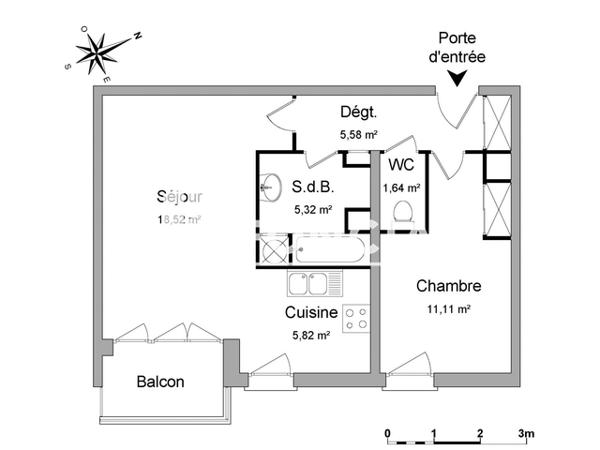 Location Appartement 2 pièces 47.99 m² - 68 RUE DE SAINTE HELENE Saint-andre-lez-lille 59350