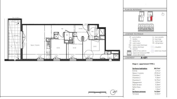 Appartement Type 4 avec une belle exposition Sud