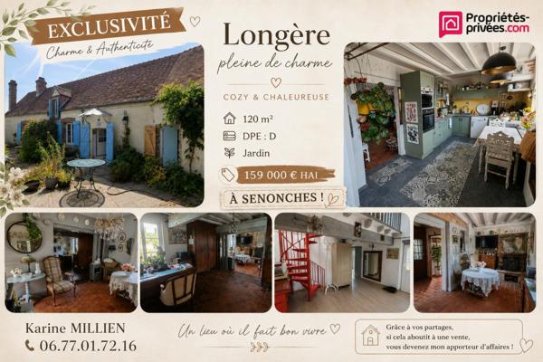 SENONCHES 28250 Maison individuelle rénovée - 2 chambres - Cave - Garage - Jardin - 159 000  HAI