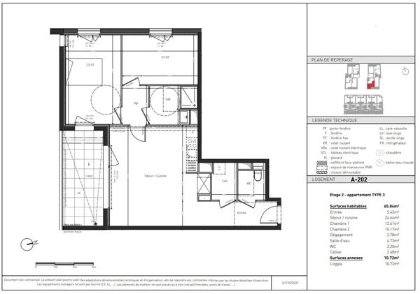 Appartement Angers T3 avec balcon de 10m²