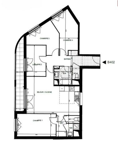 appartement T5 neuf à vendre ASNIERES SUR SEINE (92), surface hab. 96.36 m2 + balcon 8.43 m2 + park s-sol.