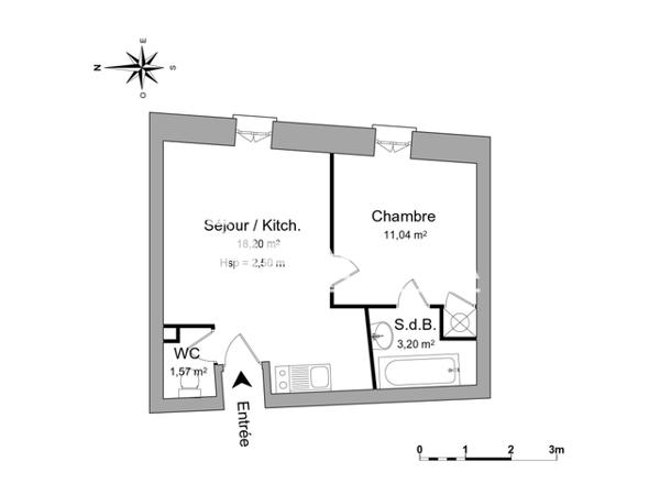 Location Appartement meublé 2 pièces 34.01 m² - 14 RUE DU CORNET Le Mans 72000