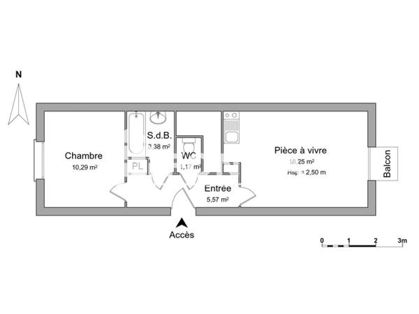 Location Appartement 2 pièces 38.66 m² - 46 BOULEVARD DE LA COURTILLE Chartres 28000