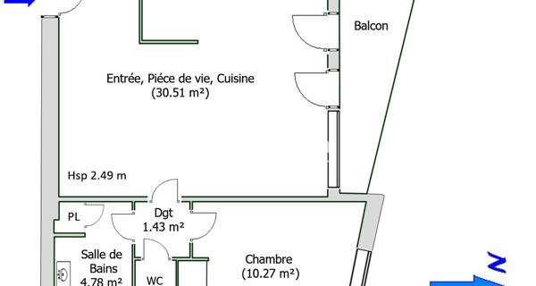 Location Appartement 2 pièces 48.37 m² - Villeurbanne 69100