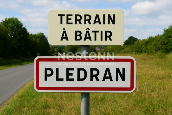 Vente Terrain constructible viabilisé de 520 m2 au bourg de PLEDRAN !