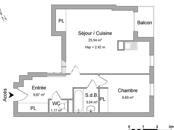 Location Appartement 2 pièces 49.02 m² - 3 ALLEE GENERAL LHERMITE Limoges 87000