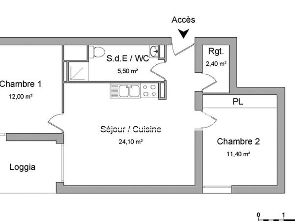 Location Appartement 3 pièces 55.4 m² - 4 SENTE DES CABOTEURS Bordeaux 33300