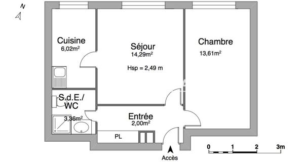 Location Appartement 2 pièces 42.59 m² - Dijon 21000