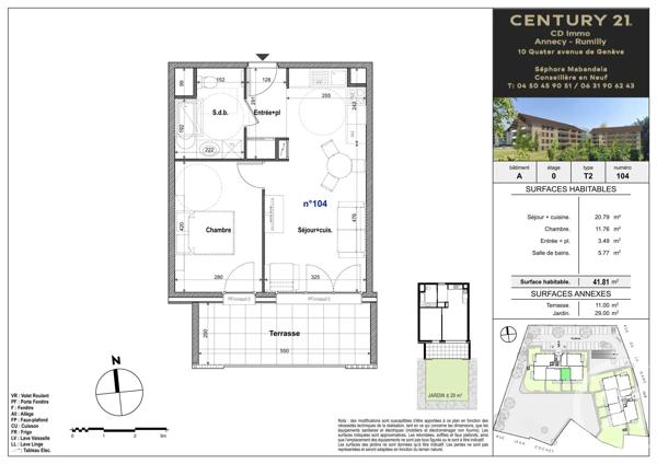 Appartement T2 à vendre  2 pièces - 41,81 m 2   FAVERGES SEYTHENEX  - 74