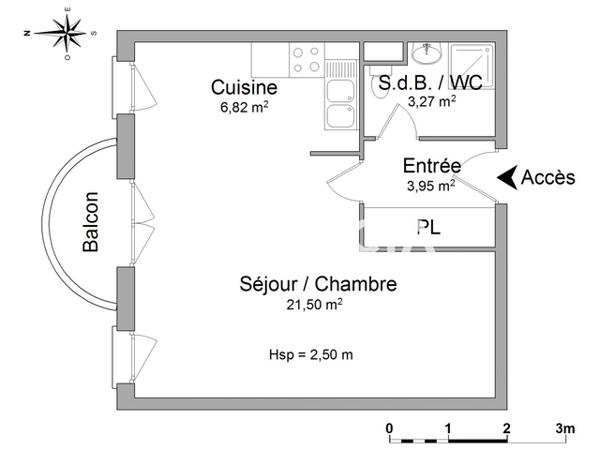 Location Studio meublé 35.54 m² - 11 RUE ANTIGNA - ENTREE 2 Orleans 45000