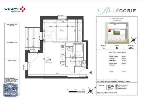Appartement à louer 2 pièces 40.08m² Colomiers (31770)