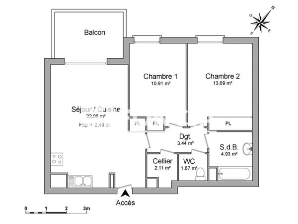 Location Appartement 3 pièces 59.91 m² - RESIDENCE MYRTHIS Toulouse 31200