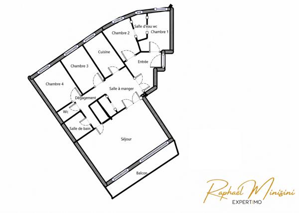 Versailles, appartement de 119 m2 en étage élevé, 4 chambres et balcon