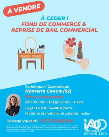 Esthétique, Coiffure​ à vendre 140 m² Nanterre