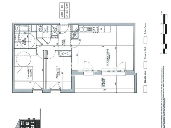 Location Appartement 3 pièces 65.1 m² - RUE MARCELIN BERTHELOT Loos 59120