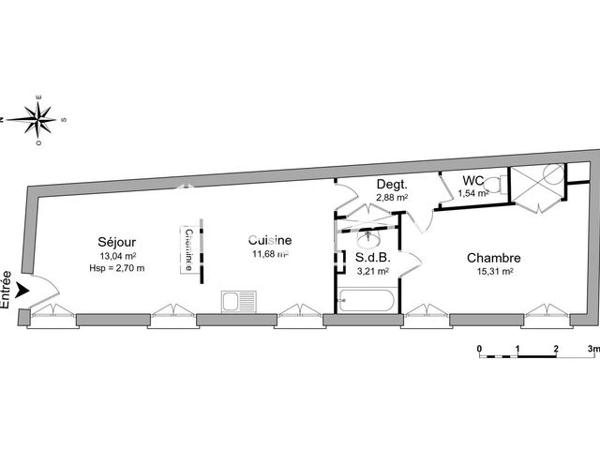 Location Appartement 2 pièces 47.7 m² - 38 RUE VOLTAIRE Carcassonne 11000
