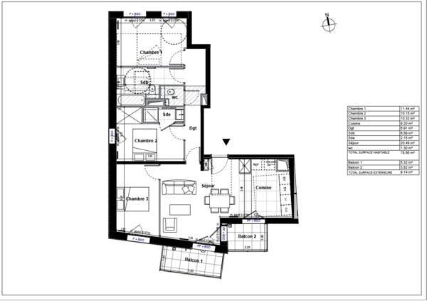 Appartement 4 pièces - 83 m²