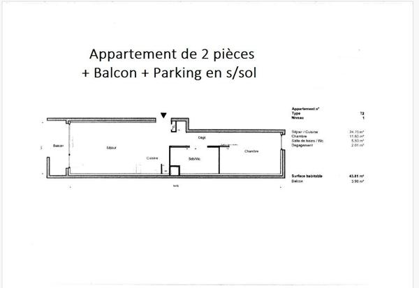 Résidence récente ... Appartement de 2 pièces (Asc) + Balcon + Parking!!!