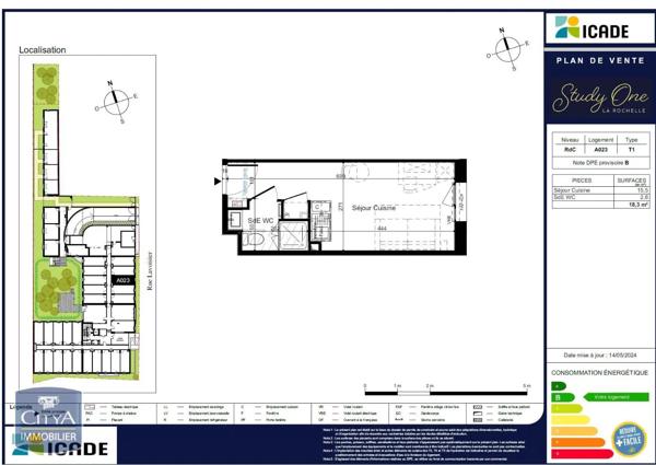 Appartement à louer 1 pièce 18.3m² La Rochelle (17000)