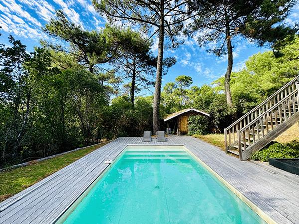 Cap Ferret plage des Américains / jetée Bélisaire, ravissante villa bois 72 m2 / 3 chambres + pisc