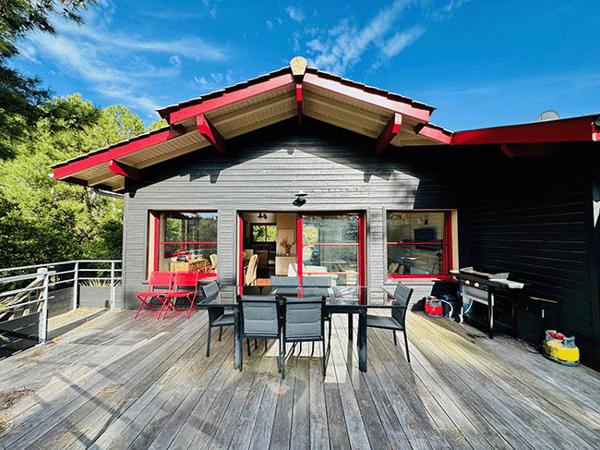 Cap Ferret plage des Américains / jetée Bélisaire, ravissante villa bois 72 m2 / 3 chambres + pisc