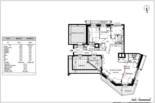 Appartement 5 pièces - 141 m²