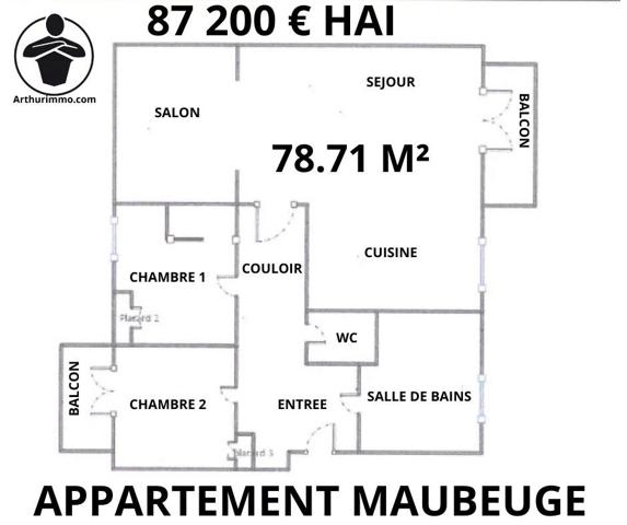 Vente Appartement 5 pièces 78 m2 à Maubeuge