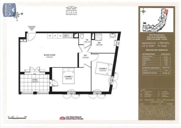 Appartement à louer 3 pièces 62.65m²