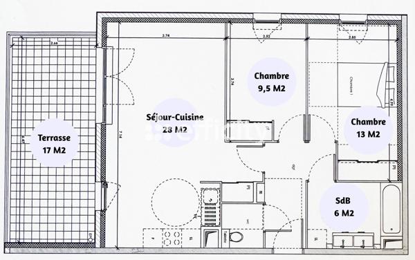 Appartement 3 pièces - 64 m²