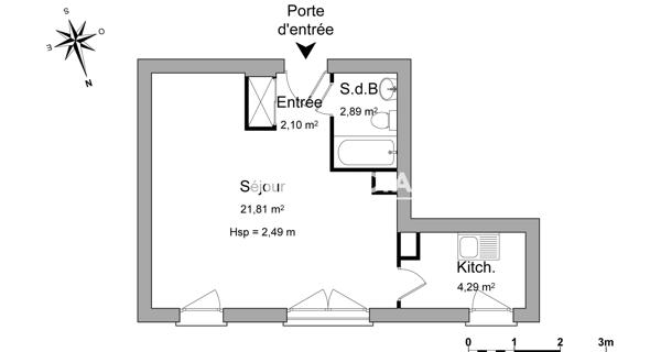Location Studio 31.09 m² - Cergy 95000