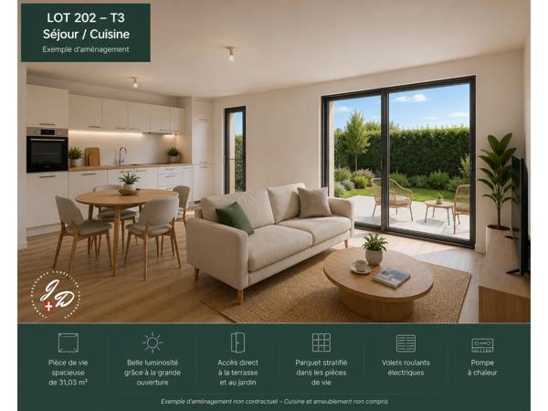 ENTRELACS (ALBENS) – T3 NEUF AVEC JARDIN PRIVATIF DE 96 M² ET GARAGE