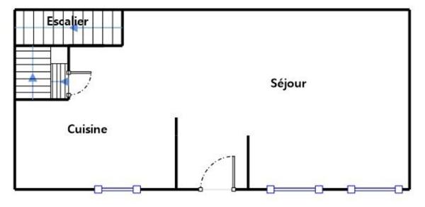 Maison de ville une chambre et bureau sur terrain de 237 m2