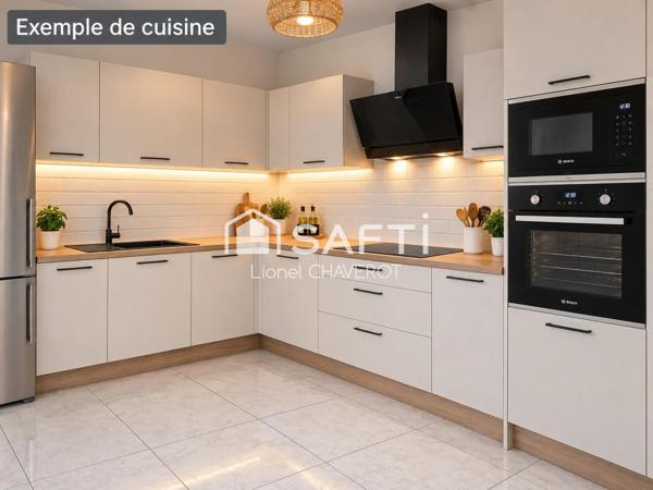 Maison 3 chambres avec garage, 1 salle d’eau et 1 WC par étage, idéalement située près des commerces.