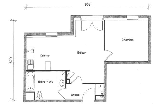 T2 de 42 m2 proche commodités