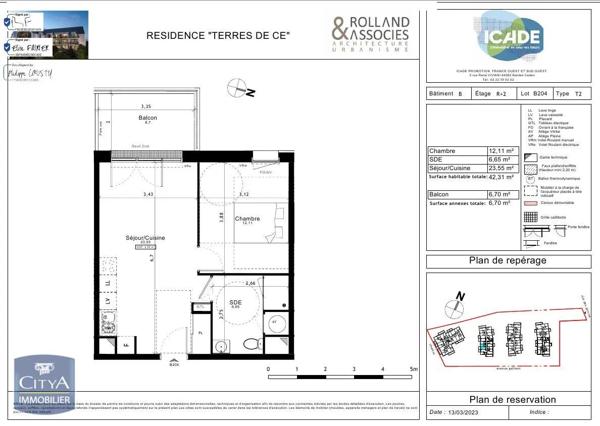 Appartement à louer 2 pièces 42.31m²