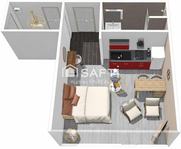 Studio 28m2 vendu loué - Résidence avec ascenceur