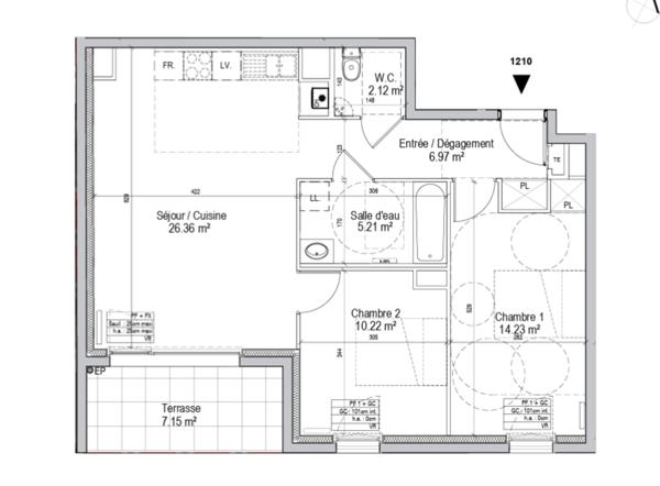 appartement à vendre 3 pièces NANCY (54) avec loggia de 7,15 m² et parking en sous sol