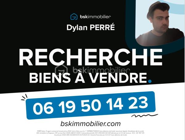 Point info : Une vidéo du logement, un dossier complet avec photos supplémentaires, diagnostics et documents relatifs au bien sont disponibles sur simple demande avant la visite.

À vendre – Maison de caractère de 124 m² – Aucun travaux à prévoir - Raccordée à la fibre
+ Cave de 25M2

Découvrez cette charmante maison de 124 m², prête à accueillir ses nouveaux propriétaires. Entièrement habitable immédiatement, elle bénéficie d’un DPE C, d’une chaudière au fioul performante et d’une toiture entièrement refaite, représentant plus de 20 000 € de travaux déjà réalisés.

Au rez-de-chaussée, vous trouverez une pièce de vie, une cuisine indépendante, une véranda, une salle d’eau avec douche et WC, ainsi qu’une chambre pouvant également faire office de bureau, ou agrandissement de la pièce de vie.
 Une courette donnant sur la véranda.

Au premier étage, deux belles chambres lumineuses ( pouvant être communicantes ou non )  avec un superbe parquet d’origine vous séduiront. Chacune dispose de son propre accès indépendant depuis le palier, offrant un agencement pratique. WC Indépendants - Salle de bain avec douche et baignoire.

Le second étage accueille une grande chambre mansardée, mettant en valeur des poutres en bois restaurées, ainsi qu’un très grand dressing.

À l’extérieur, vous profiterez d’un garage indépendant non attenant de 18 m² et d’un jardin clos de murs en pierre d’environ 70 m², situé en face de la maison ( non attenant ) .

Les + :

* 124 m² habitables
* DPE C
* Toiture neuve (+20 000 € de travaux)
* Aucun travaux à prévoir
* Habitable immédiatement
* Garage indépendant de 18 m²
* Jardin clos de murs en pierres
* Beaucoup de charme avec parquet et poutres apparentes d’origine


Pour plus d’informations ou pour organiser une visite, contactez-moi.
J’accompagne mes clients, dont plusieurs disposent déjà d’un financement fiable et assuré, dans leur recherche de biens au Mans et ses alentours. Je suis également à la recherche de nouveaux biens à vendre. Je rémunère mes apporteurs d’affaires et je travaille avec un réseau d’artisans ainsi qu’un courtier en financement afin de vous accompagner dans toutes les étapes de votre projet immobilier.