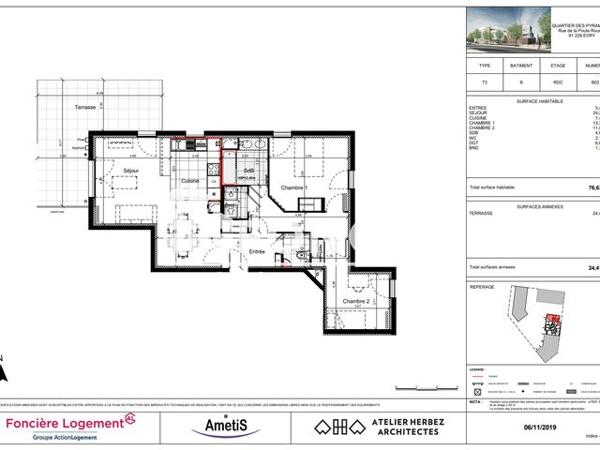 Location Appartement 3 pièces 76.63 m² - 201 RUE DE LA POULE ROUSSE Evry 91000