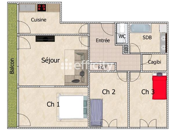 Appartement 4 pièces - 79 m² Exclusivité efficity