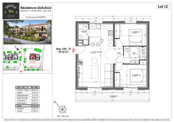 Appartement neuf T3 en rez-de-jardin à vendre à Oletta