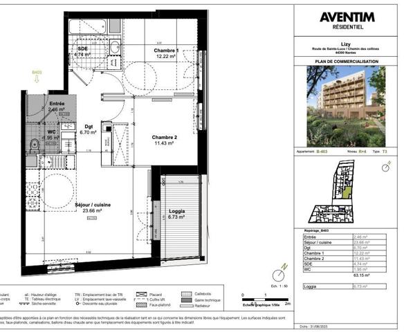Appartement à vendre 3 pièces 63 m² Nantes