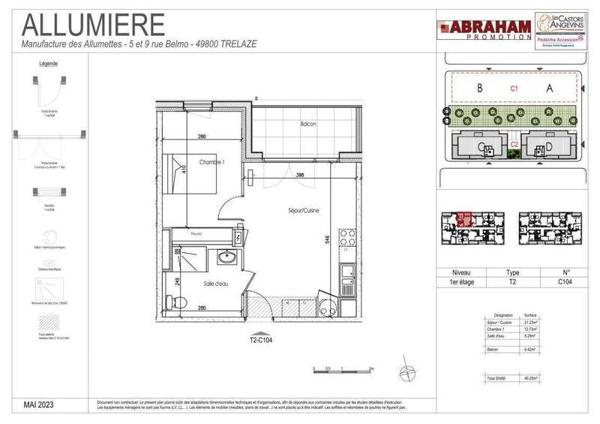 Appartement 2 pièces - 49800 Trélazé